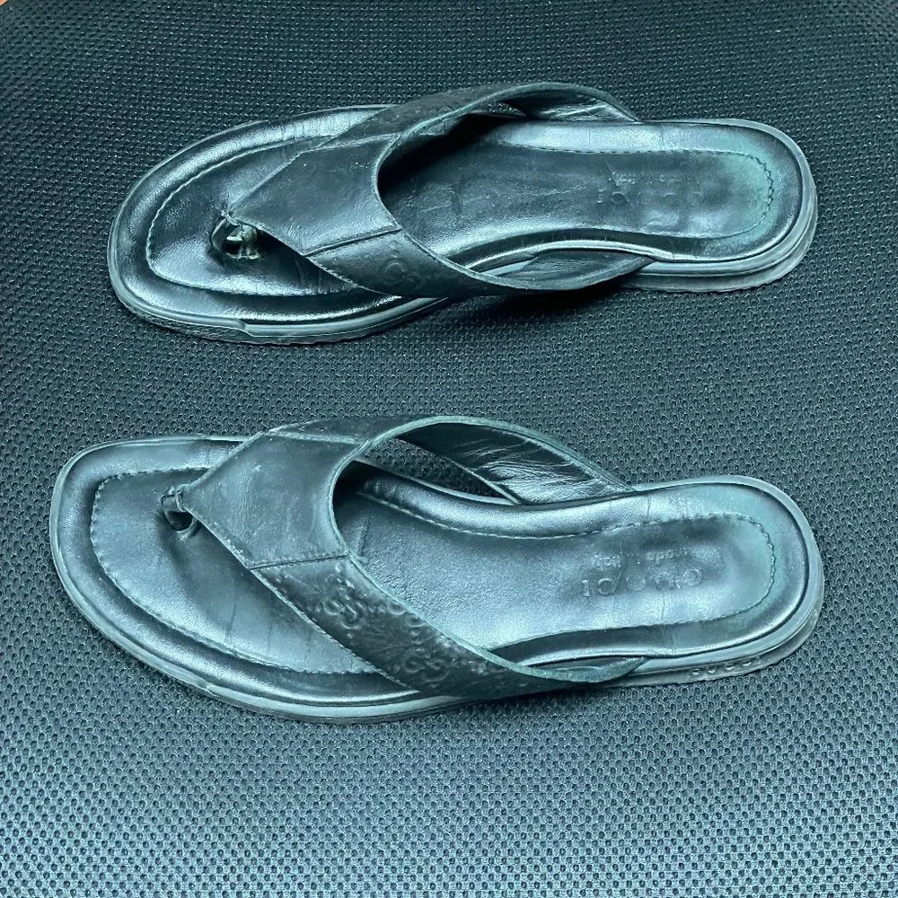 Gucci Men's Guccissima Leather Thong Sandals Flip-Flops Black Size 9 - Picture 6 of 8